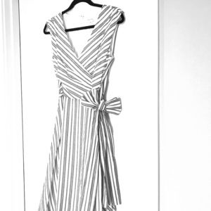 Calvin Klein Grey & White Fit and Flare Dress